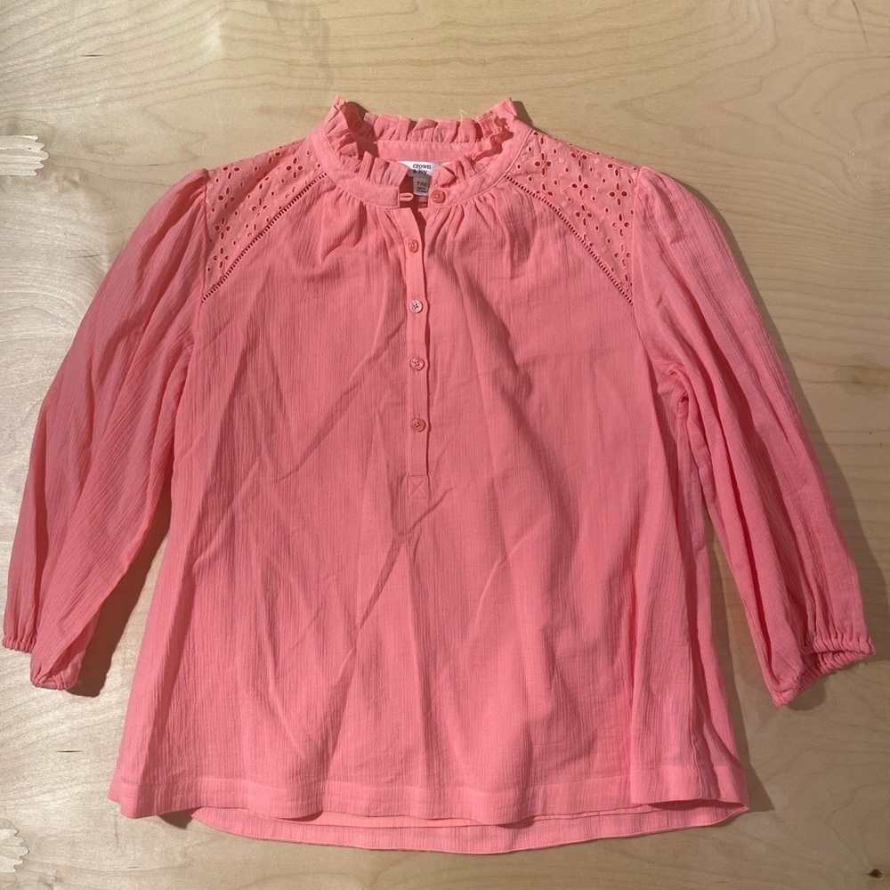 Crown & Ivy Coral Blouse with Eyelet Detail PM (QM)